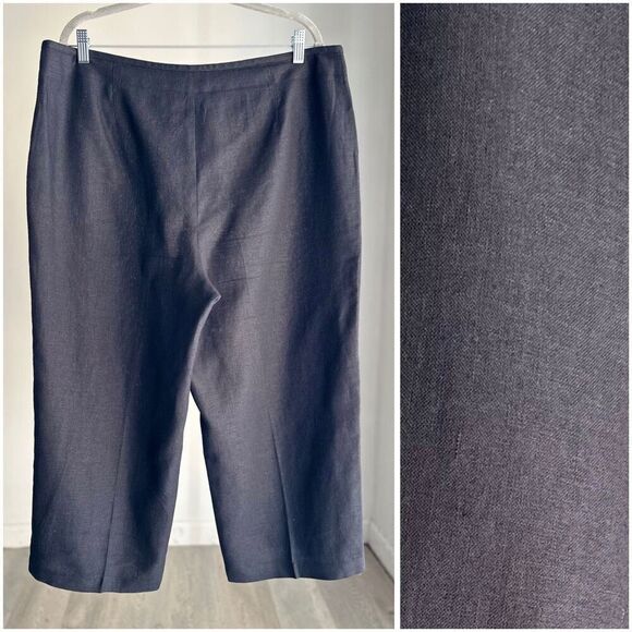 Talbots Heritage 100% Linen Cropped Pants Black Size 18 - Picture 3 of 5